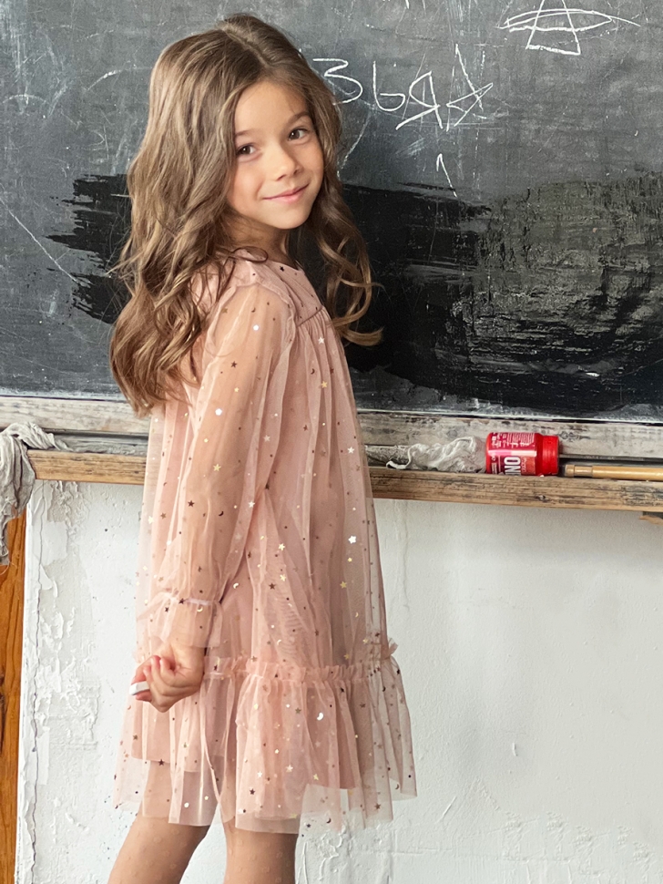 Платье для девочки нарядное БУШОН ST53, цвет пыльная роза 