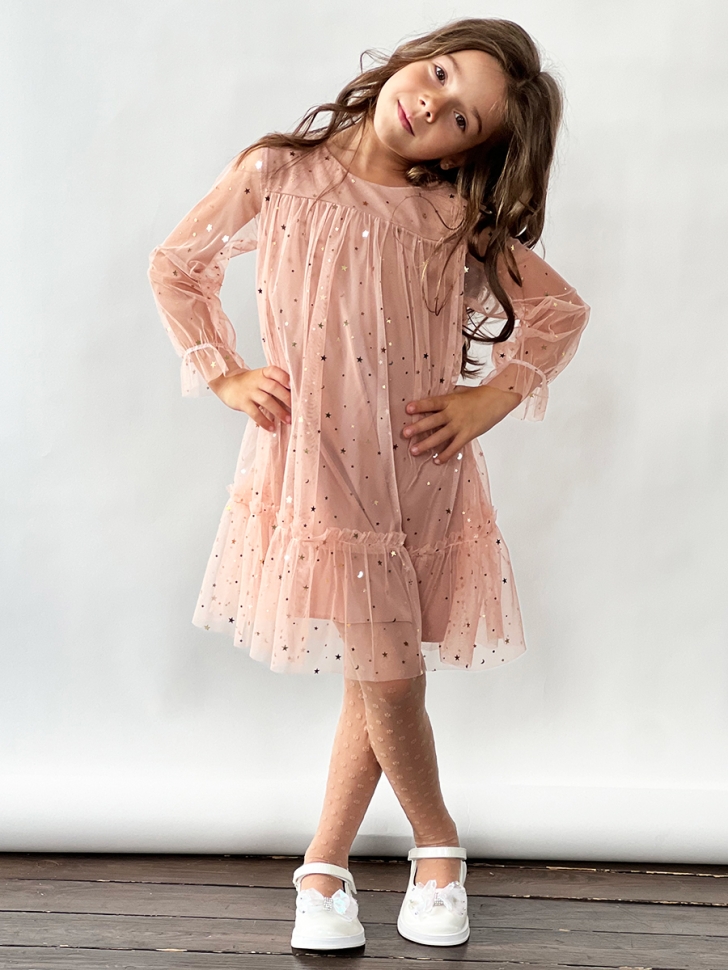 Платье для девочки нарядное БУШОН ST53, цвет пыльная роза 