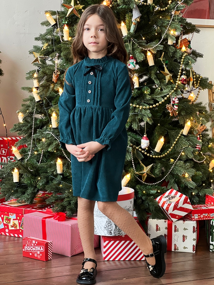 Платье для девочки нарядное БУШОН ST75, цвет изумрудный