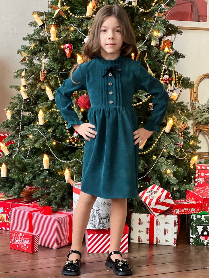 Платье для девочки нарядное БУШОН ST75, цвет изумрудный
