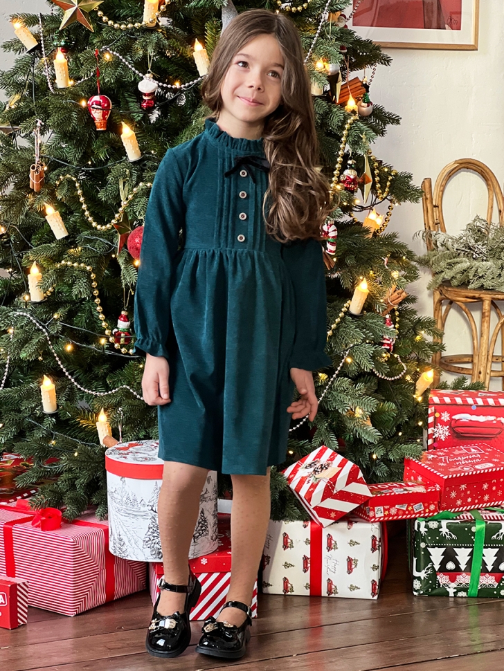 Платье для девочки нарядное БУШОН ST75, цвет изумрудный