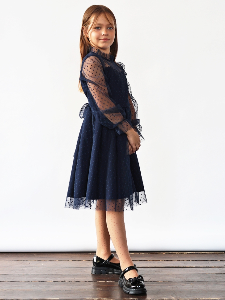 Платье для девочки нарядное БУШОН ST77, цвет темно-синий