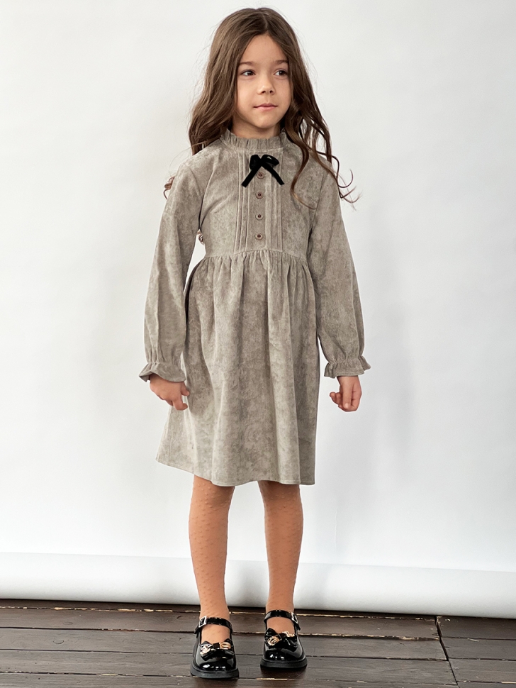 Платье для девочки нарядное БУШОН ST75, цвет серый-шелк