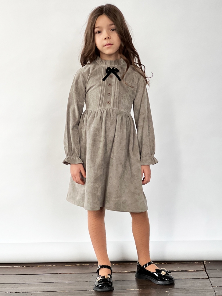 Платье для девочки нарядное БУШОН ST75, цвет серый-шелк