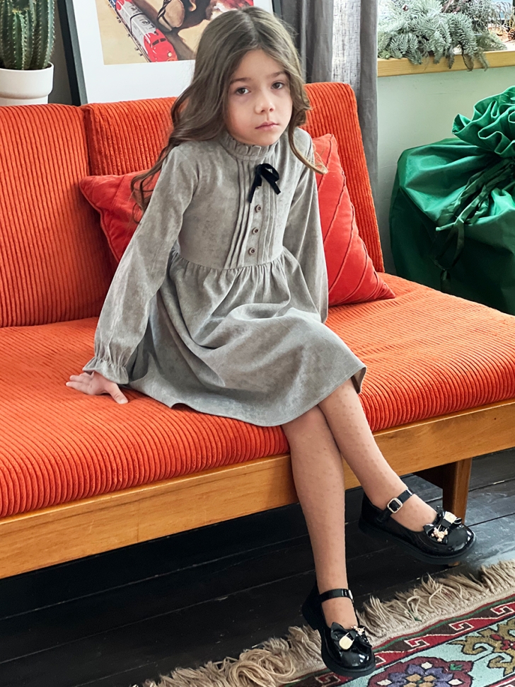 Платье для девочки нарядное БУШОН ST75, цвет серый-шелк