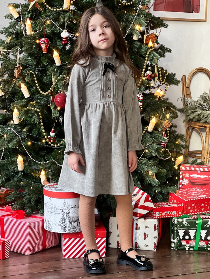 Платье для девочки нарядное БУШОН ST75, цвет серый-шелк
