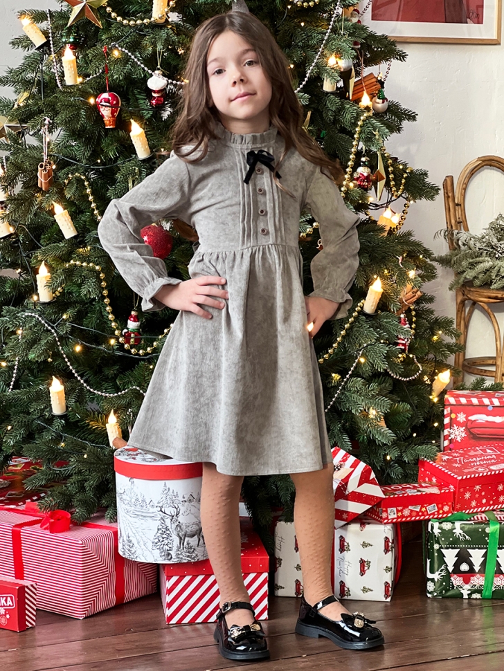 Платье для девочки нарядное БУШОН ST75, цвет серый-шелк