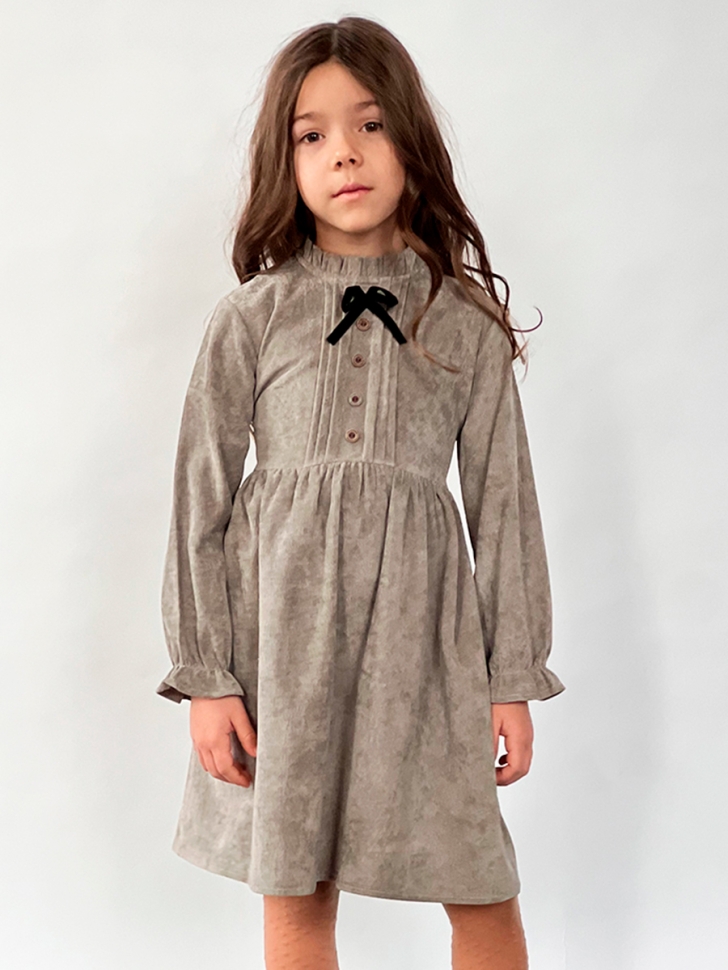 Платье для девочки нарядное БУШОН ST75, цвет серый-шелк