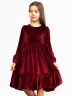 Платье велюровое нарядное БУШОН ST63, цвет бордовый