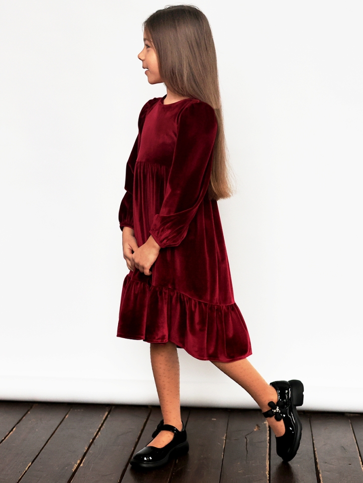 Платье велюровое нарядное БУШОН ST63, цвет бордовый