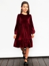 Платье велюровое нарядное БУШОН ST63, цвет бордовый