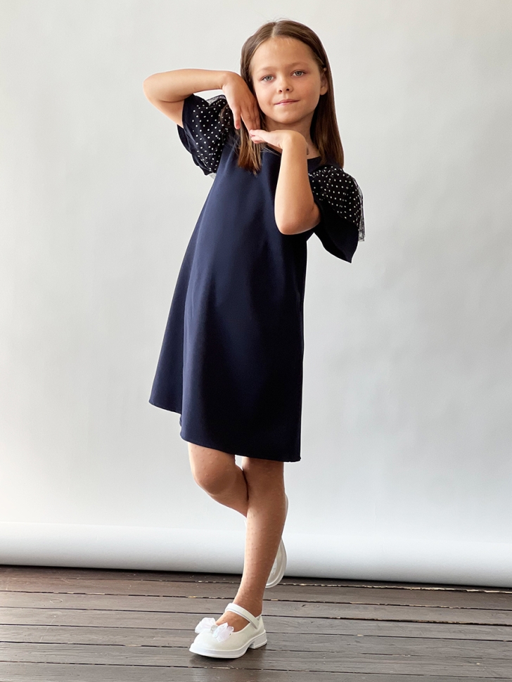 Платье для девочки нарядное БУШОН ST5410, цвет темно-синий 