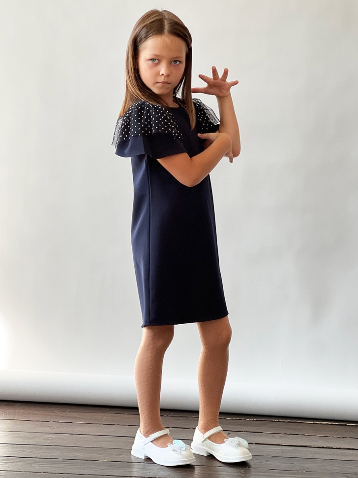 Платье для девочки нарядное БУШОН ST5410, цвет темно-синий 