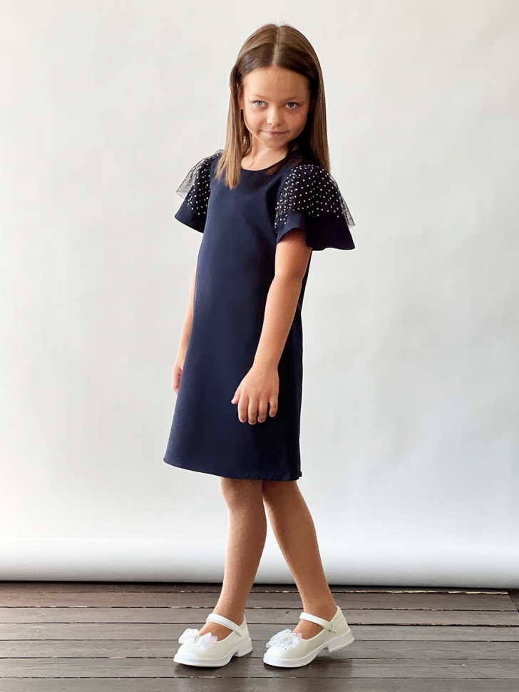 Платье для девочки нарядное БУШОН ST5410, цвет темно-синий 