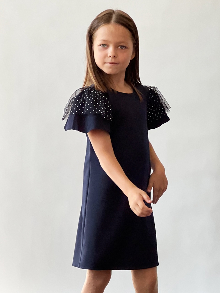 Платье для девочки нарядное БУШОН ST5410, цвет темно-синий 