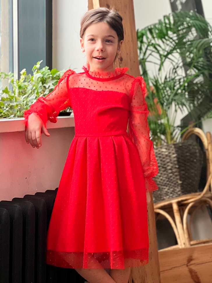 Платье для девочки нарядное БУШОН ST77, цвет красный