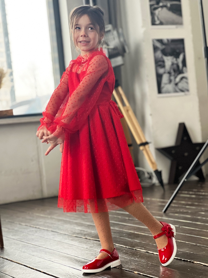 Платье для девочки нарядное БУШОН ST77, цвет красный