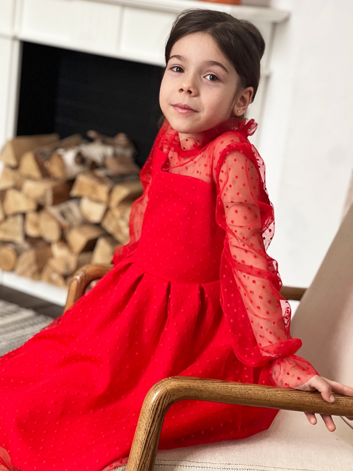 Платье для девочки нарядное БУШОН ST77, цвет красный