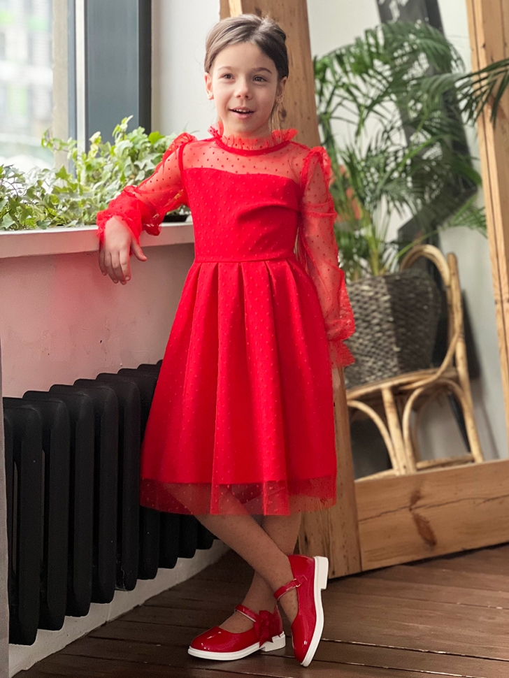 Платье для девочки нарядное БУШОН ST77, цвет красный