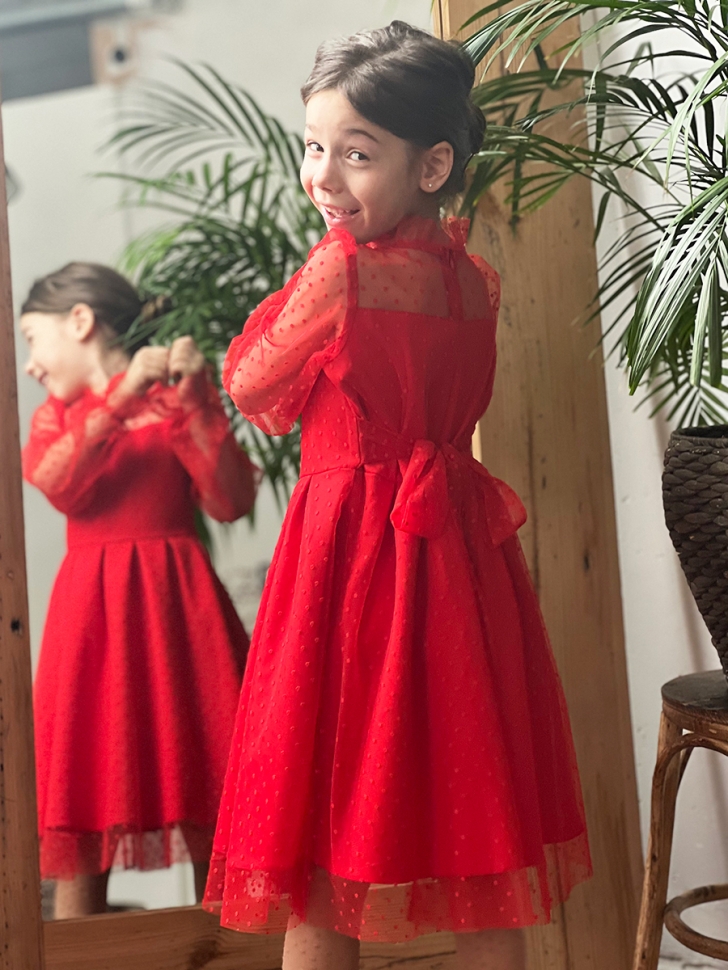 Платье для девочки нарядное БУШОН ST77, цвет красный