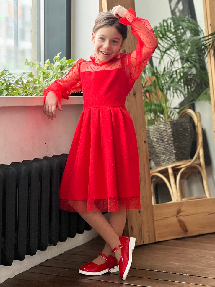Платье для девочки нарядное БУШОН ST77, цвет красный