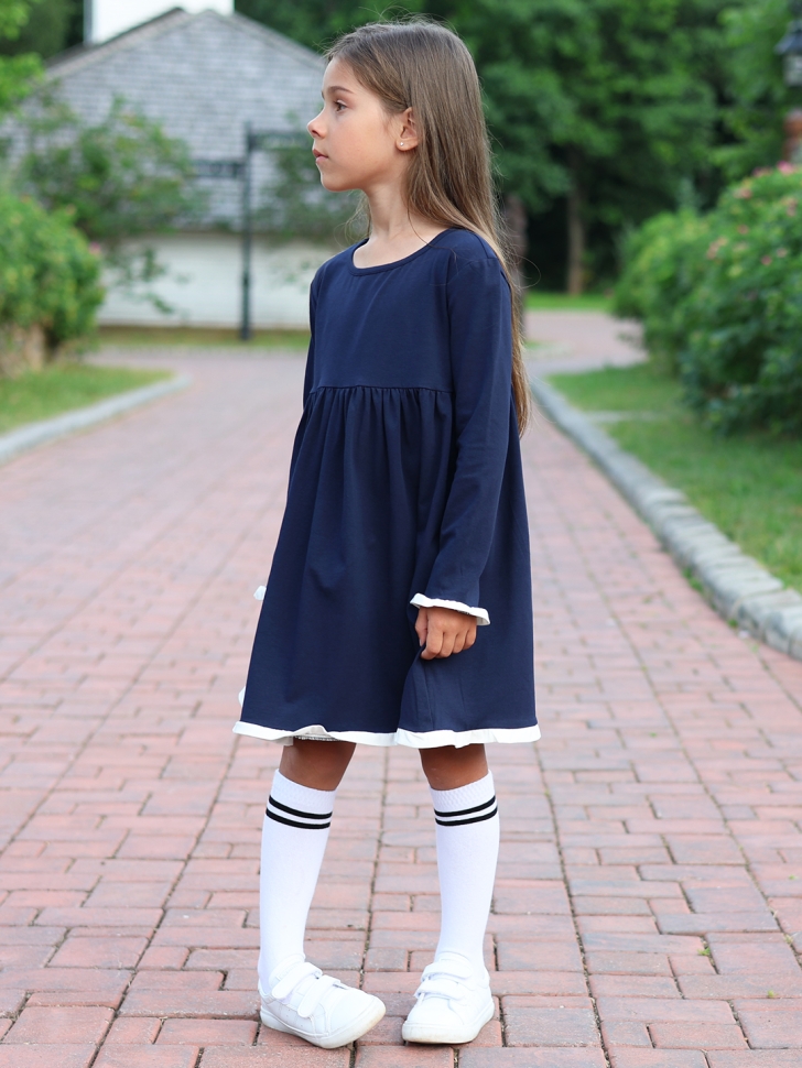 Платье для девочки школьное БУШОН SK34, цвет темно-синий