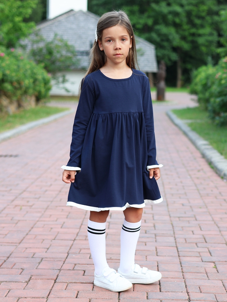 Платье для девочки школьное БУШОН SK34, цвет темно-синий