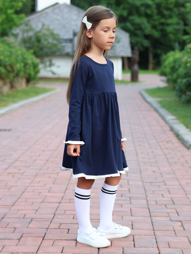Платье для девочки школьное БУШОН SK34, цвет темно-синий