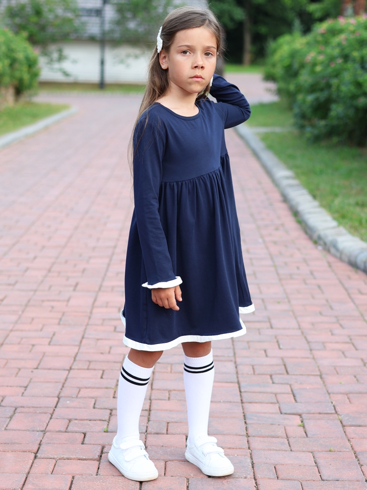 Платье для девочки школьное БУШОН SK34, цвет темно-синий