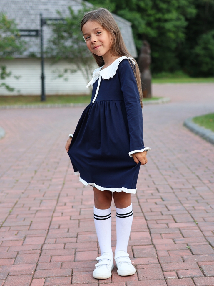 Платье для девочки школьное БУШОН SK34, цвет темно-синий