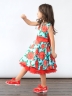 Платье для девочки нарядное БУШОН ST30, стиляги цвет бирюзовый/красный, принт цветы