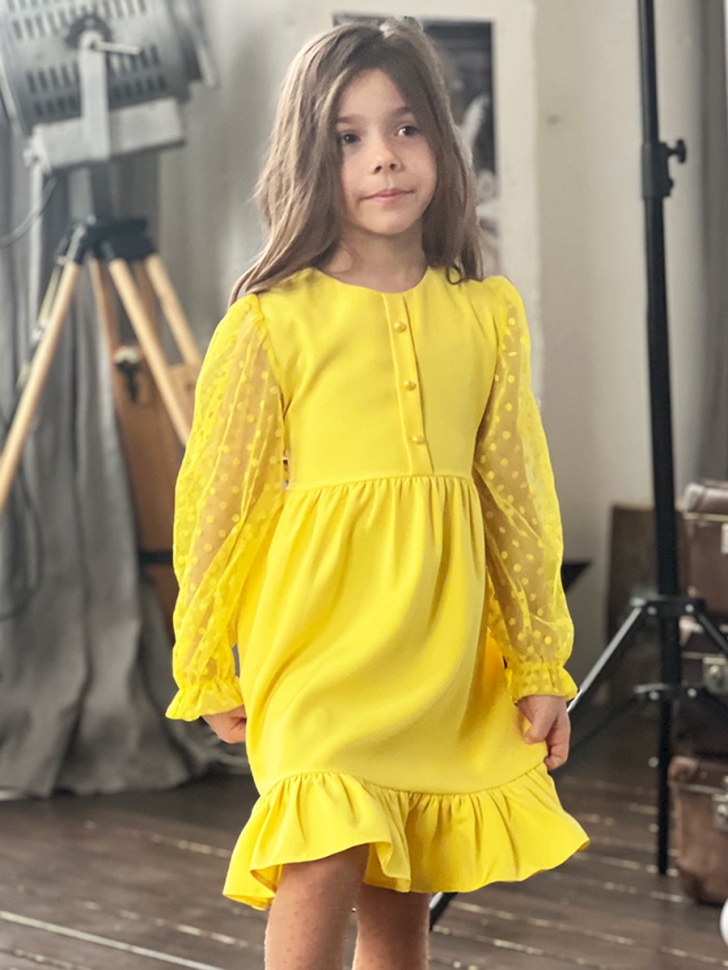Платье для девочки нарядное БУШОН ST52, цвет желтый