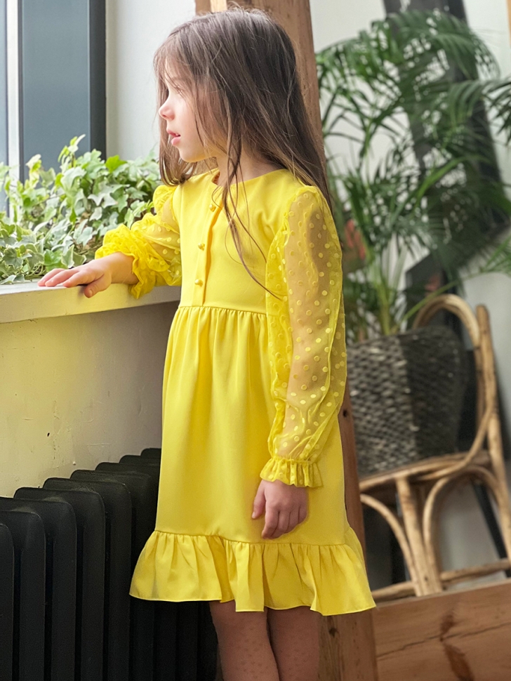 Платье для девочки нарядное БУШОН ST52, цвет желтый