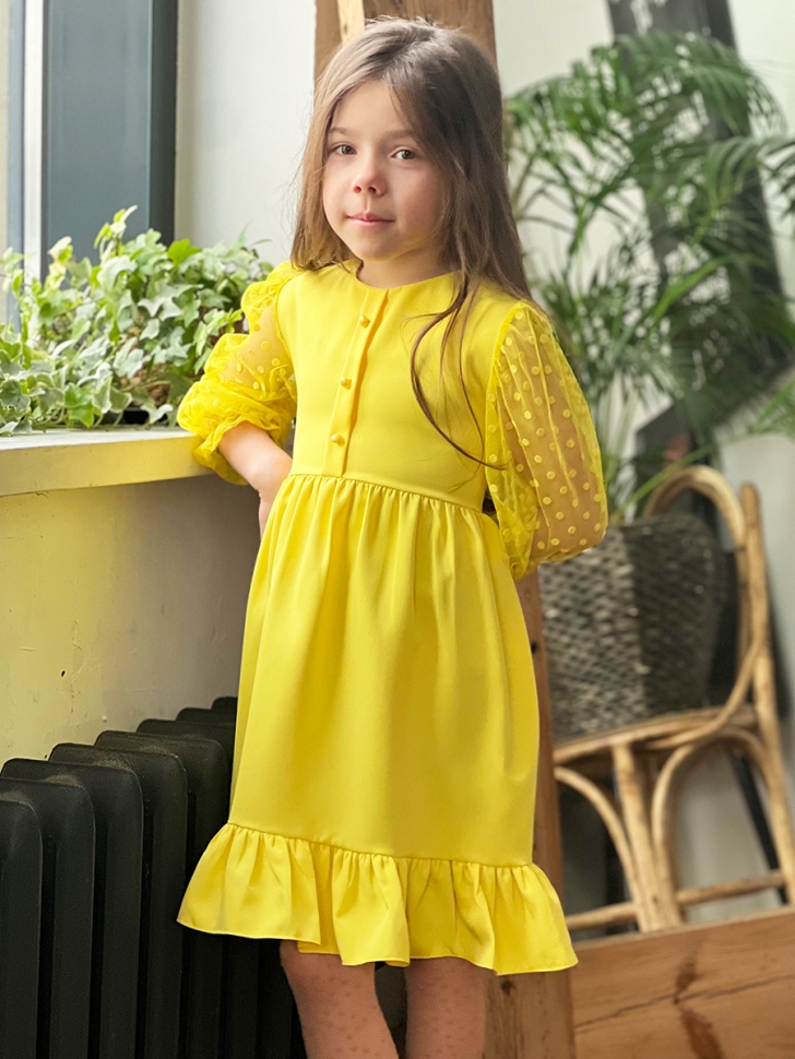Платье для девочки нарядное БУШОН ST52, цвет желтый