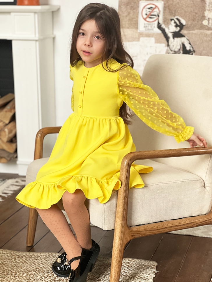 Платье для девочки нарядное БУШОН ST52, цвет желтый