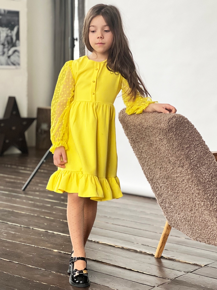 Платье для девочки нарядное БУШОН ST52, цвет желтый
