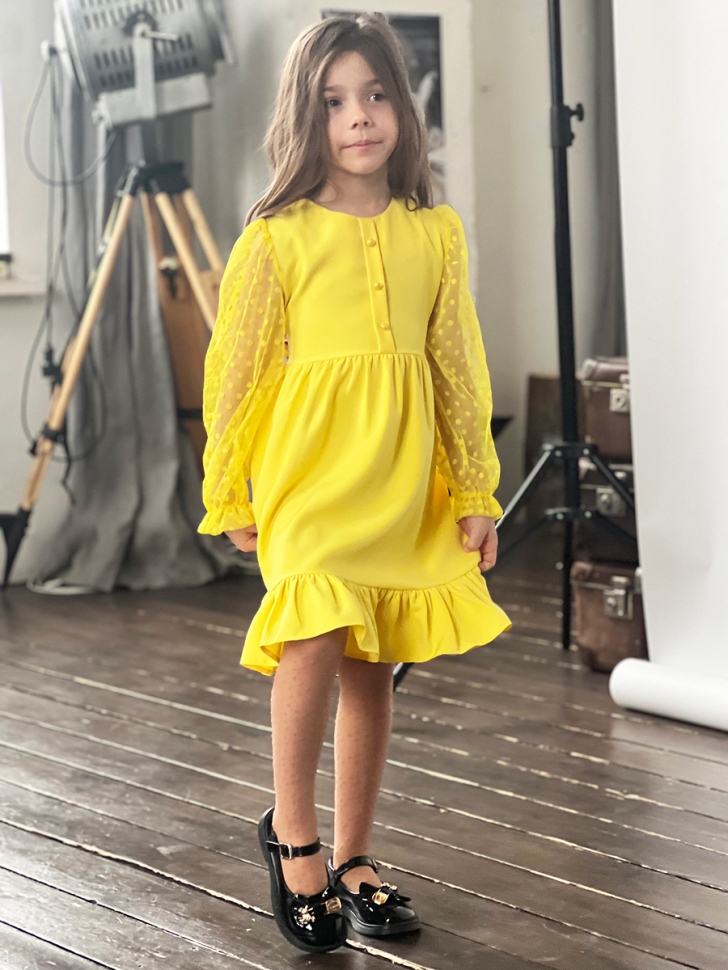 Платье для девочки нарядное БУШОН ST52, цвет желтый