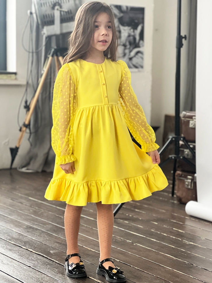 Платье для девочки нарядное БУШОН ST52, цвет желтый