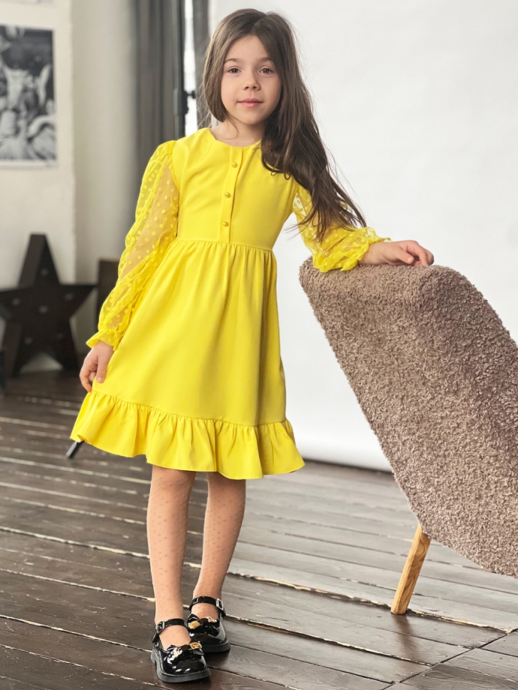 Платье для девочки нарядное БУШОН ST52, цвет желтый