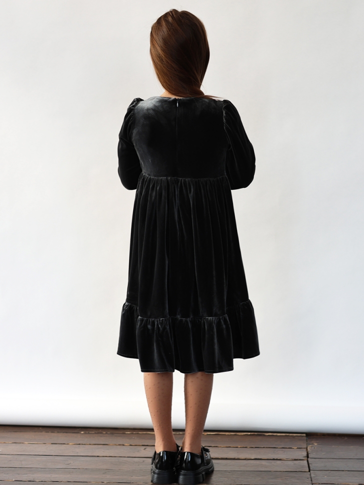 Платье велюровое нарядное БУШОН ST63, цвет графит 