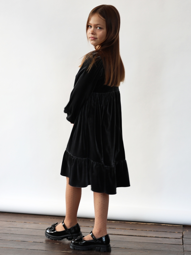 Платье велюровое нарядное БУШОН ST63, цвет графит 