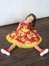 Платье для девочки нарядное БУШОН ST30, стиляги цвет красный/желтый пояс желтый, принт цветы 