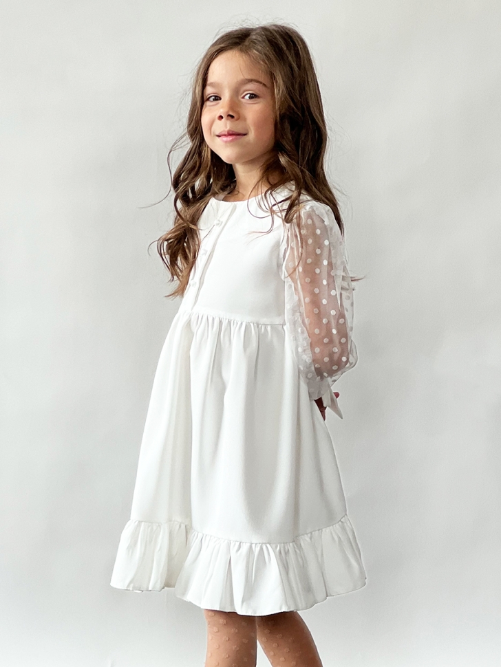 Платье для девочки нарядное БУШОН ST52, цвет белый