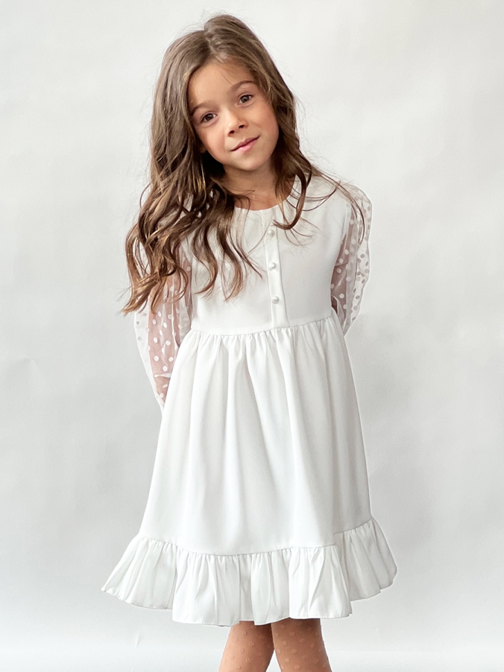 Платье для девочки нарядное БУШОН ST52, цвет белый