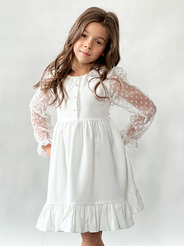 Платье для девочки нарядное БУШОН ST52, цвет белый