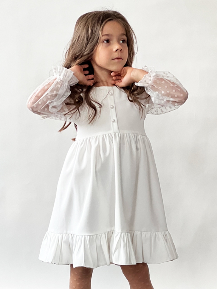 Платье для девочки нарядное БУШОН ST52, цвет белый