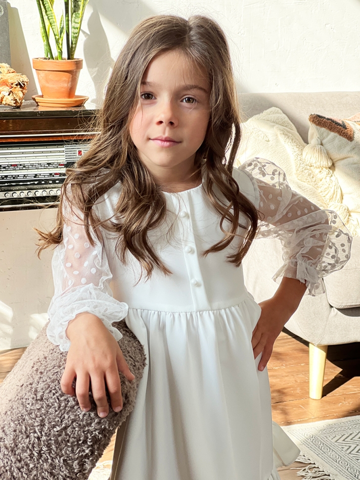 Платье для девочки нарядное БУШОН ST52, цвет белый
