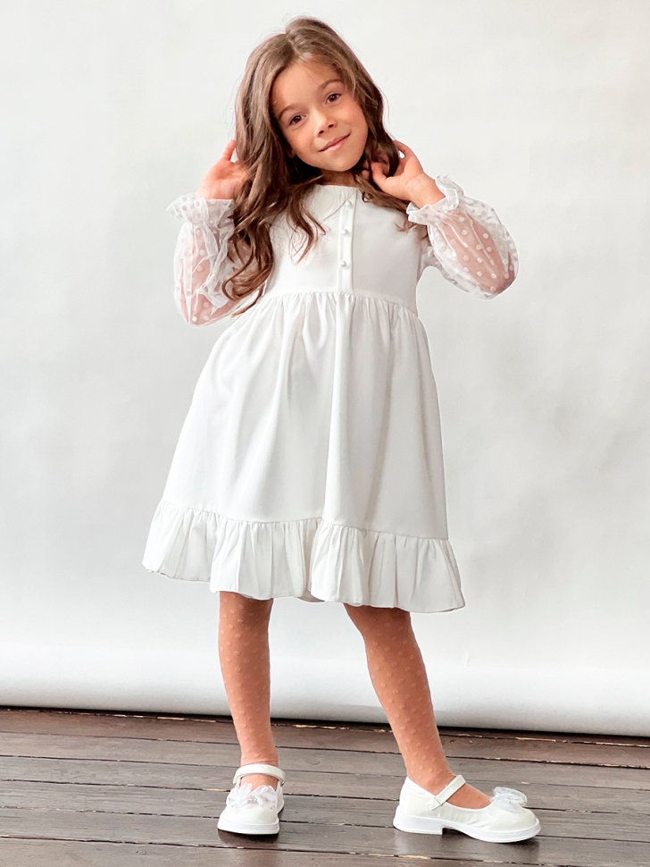 Платье для девочки нарядное БУШОН ST52, цвет белый