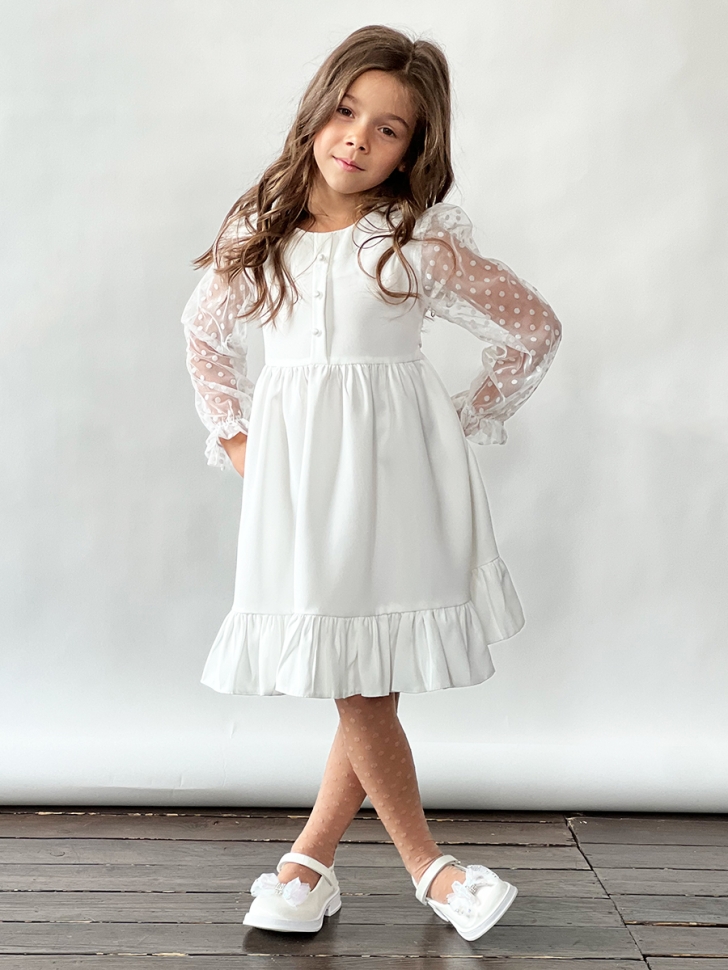 Платье для девочки нарядное БУШОН ST52, цвет белый