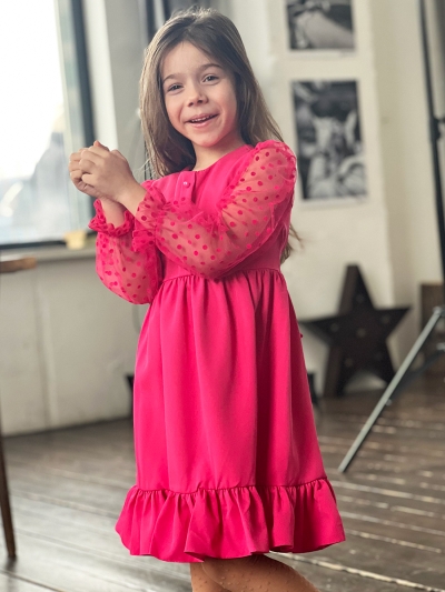 Платье для девочки нарядное БУШОН ST52, цвет фуксия
